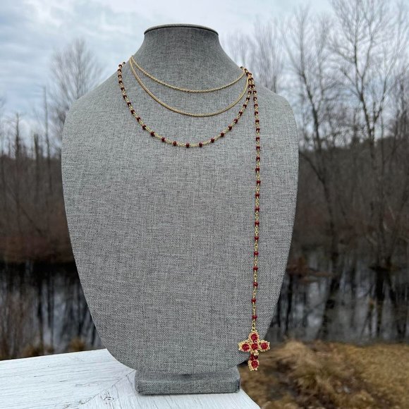 Off with their Heads Victorian Queen Vibes Unique Statement Necklace Cross - Picture 2 of 3